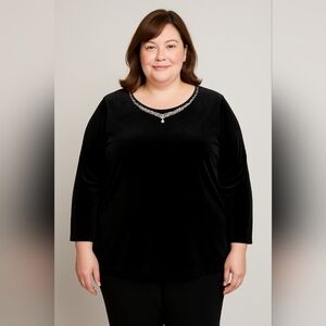 Jeweled Holiday Top Shirt Plus Size Womens